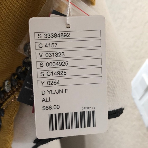 Anthropologie Shawl Chartreuse Citron Color Beaded - Picture 6 of 10